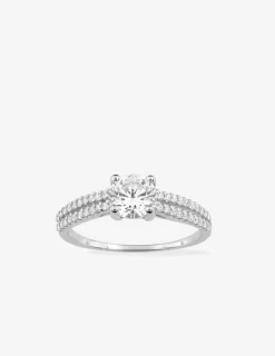 Bague solitaire accompagné or blanc 375 ‰ et oxydes de zirconium SO OR