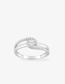 Bague solitaire accompagné or blanc 375 ‰ et oxydes de zirconium SO OR