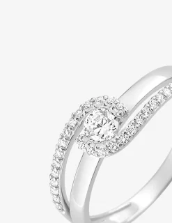 Bague solitaire accompagné or blanc 375 ‰ et oxydes de zirconium SO OR