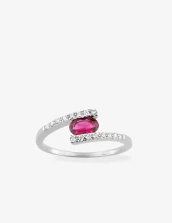 Bague solitaire accompagné fantaisie argent rhodié 925 ‰ et oxyde de zirconium rouge SO OR