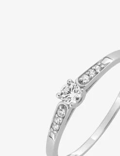 Bague solitaire accompagné or blanc 375 ‰ et oxydes de zirconium sertis 4 griffes SO OR