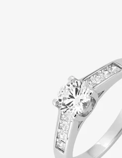 Bague solitaire accompagnée argent rhodié 925 ‰ et oxyde de zirconium 5,5 mm SO OR