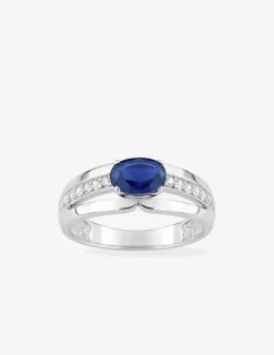 Bague solitaire argent 925‰ oxyde bleu serti griffes SO OR