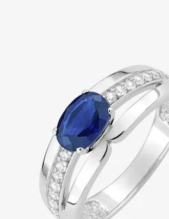 Bague solitaire argent 925‰ oxyde bleu serti griffes SO OR