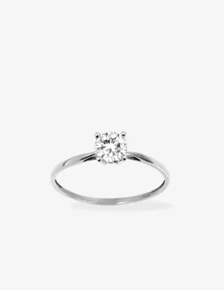 Bague solitaire argent rhodié 925 ‰ et oxyde de zirconium 5,5 mm SO OR