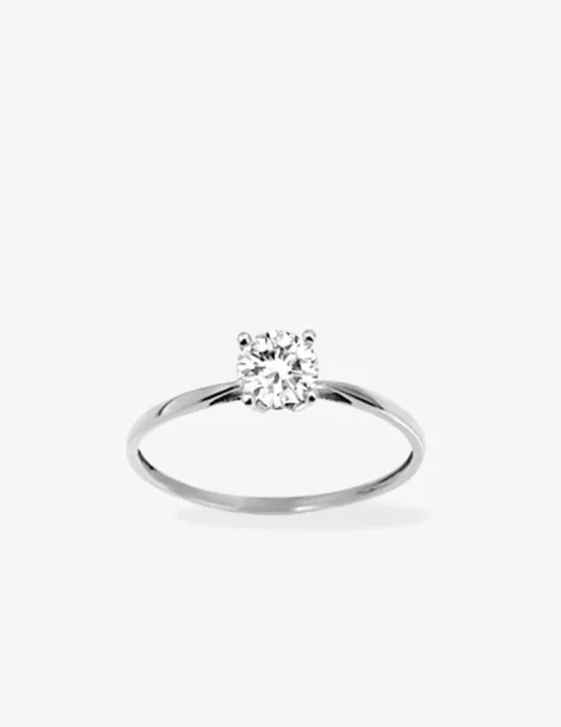 Bague solitaire argent rhodié 925 ‰ et oxyde de zirconium 5,5 mm SO OR