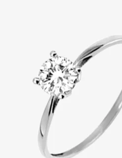 Bague solitaire argent rhodié 925 ‰ et oxyde de zirconium 5,5 mm SO OR