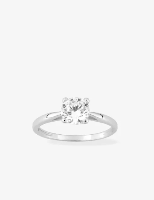 Bague solitaire en argent 925 ‰ rhodié, oxyde de zirconium SO OR