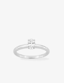 Bague solitaire en argent 925 ‰ rhodié et oxyde de zirconium ovale SO OR