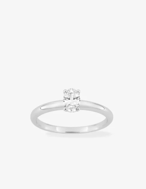 Bague solitaire en argent 925 ‰ rhodié et oxyde de zirconium ovale SO OR
