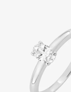 Bague solitaire en argent 925 ‰ rhodié et oxyde de zirconium ovale SO OR