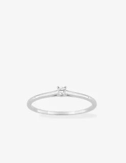 Bague solitaire en or blanc 375 ‰ avec diamant synthétique 0,05 ct SO OR