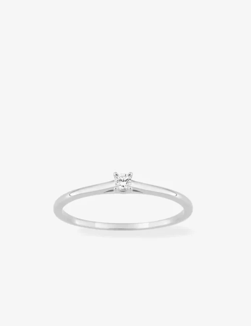 Bague solitaire en or blanc 375 ‰ avec diamant synthétique 0,05 ct SO OR