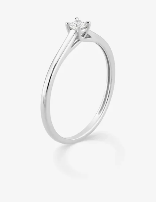 Bague solitaire en or blanc 375 ‰ avec diamant synthétique 0,10 ct SO OR