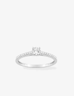 Bague solitaire en or blanc 375 ‰ avec diamants synthétiques 0,30 ct SO OR