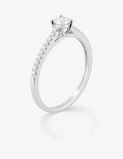 Bague solitaire en or blanc 375 ‰ avec diamants synthétiques 0,30 ct SO OR