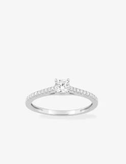 Bague solitaire en or blanc 375 ‰ avec diamants synthétiques 0,35 ct SO OR