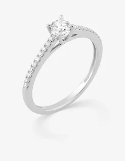 Bague solitaire en or blanc 375 ‰ avec diamants synthétiques 0,35 ct SO OR