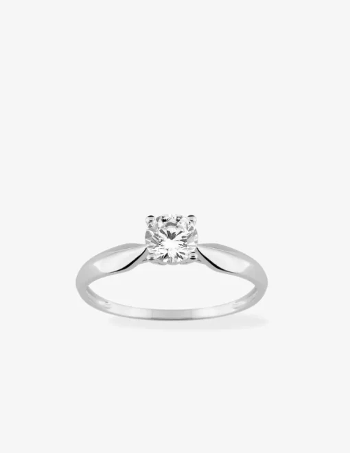 Bague solitaire en or blanc 375 ‰ et oxyde de Zirconium SO OR