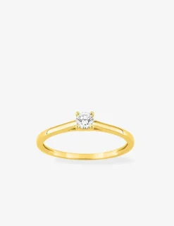 Bague solitaire en or jaune 375 ‰ avec diamant synthétique 0,15 ct SO OR