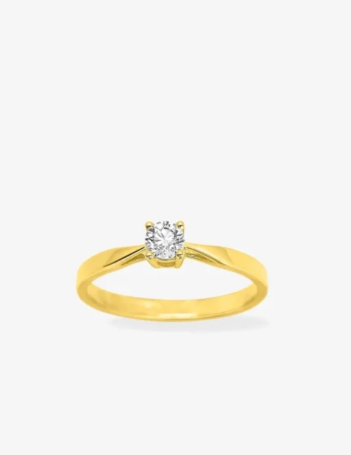 Bague solitaire en or jaune 750 ‰ avec diamant 0,23 ct SO OR