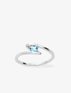 Bague solitaire fantaisie argent rhodié 925 ‰ et oxyde de zirconium bleu SO OR