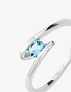 Bague solitaire fantaisie argent rhodié 925 ‰ et oxyde de zirconium bleu SO OR
