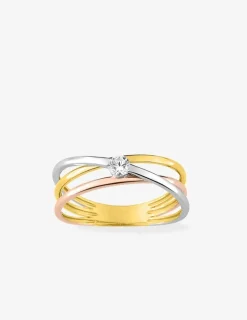 Bague solitaire fantaisie 3 ors 375 ‰ oxyde de zirconium SO OR