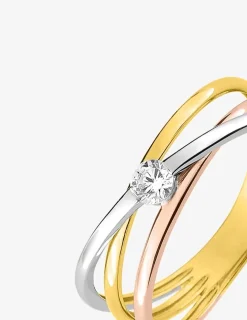 Bague solitaire fantaisie 3 ors 375 ‰ oxyde de zirconium SO OR