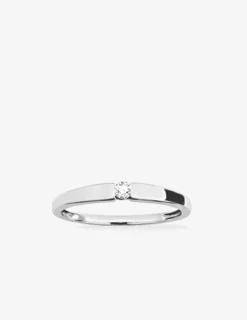 Bague solitaire fantaisie en or blanc 375‰ et diamant pastillé 0,07 ct SO OR