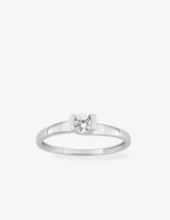 Bague solitaire fantaisie or blanc 750 ‰, oxyde de zirconium 0,30 ct SO OR