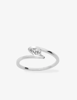 Bague solitaire fantaisie argent rhodié 925 ‰ et oxyde de zirconium 4 mm SO OR