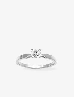 Bague solitaire fine argent rhodié 925 ‰ et oxyde de zirconium 5 mm SO OR