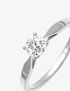 Bague solitaire fine argent rhodié 925 ‰ et oxyde de zirconium 5 mm SO OR