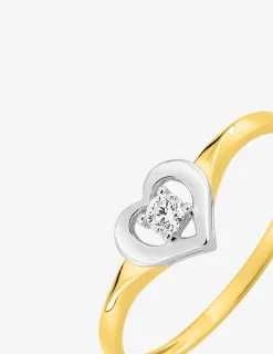 Bague solitaire motif cœur 375 ‰ et oxyde de zirconium et rhodium SO OR