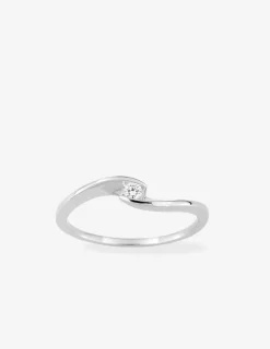 Bague solitaire or 375 ‰ blanc diamant synthétique 0,05 ct SO OR