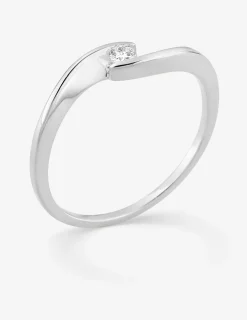 Bague solitaire or 375 ‰ blanc diamant synthétique 0,05 ct SO OR