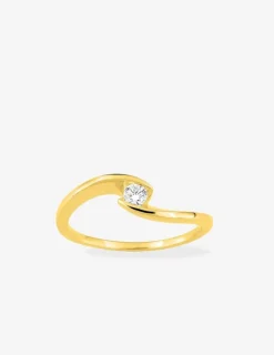 Bague solitaire or 375 ‰ jaune diamant synthétique 0,10 ct SO OR