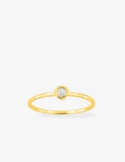 Bague solitaire or 375 ‰ jaune diamant synthétique 0,05 ct serti clos SO OR