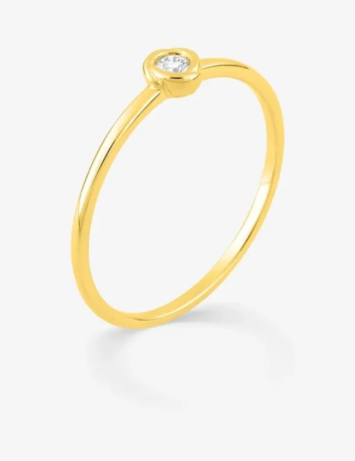 Bague solitaire or 375 ‰ jaune diamant synthétique 0,05 ct serti clos SO OR