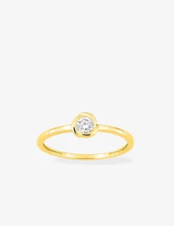Bague solitaire or 375 ‰ jaune diamant synthétique 0,15 ct serti clos SO OR