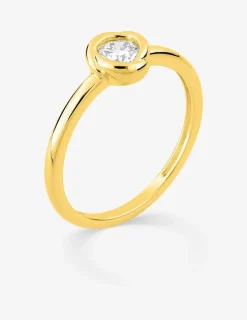 Bague solitaire or 375 ‰ jaune diamant synthétique 0,25 ct serti clos SO OR