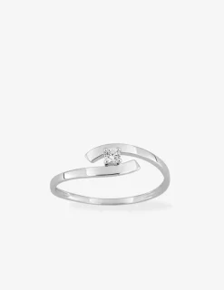 Bague solitaire or blanc 375 ‰ et oxyde de zirconium SO OR