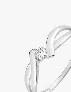 Bague solitaire or blanc 375 ‰ et oxyde de zirconium SO OR