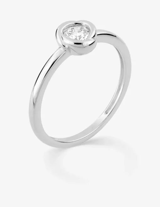 Bague solitaire or blanc 375 ‰ et diamants synthétiques 0,25 ct SO OR