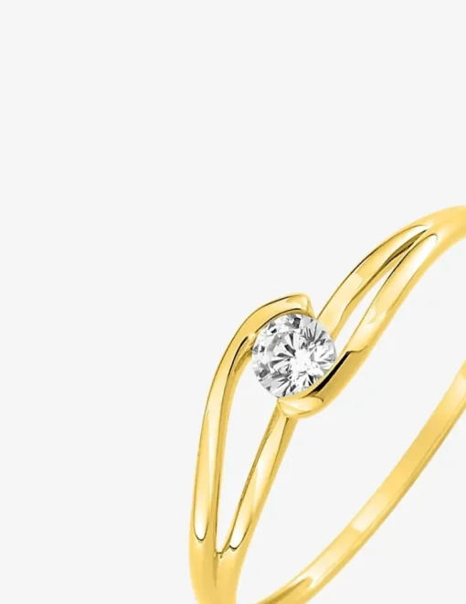 Bague solitaire or jaune 375 ‰ et oxyde de zirconium SO OR