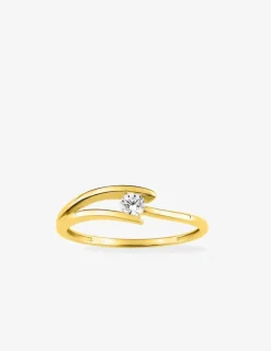 Bague solitaire or jaune 375 ‰ et oxyde de zirconium SO OR