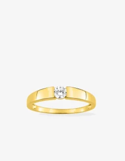 Bague solitaire pince or jaune 375 ‰ et oxyde de zirconium SO OR