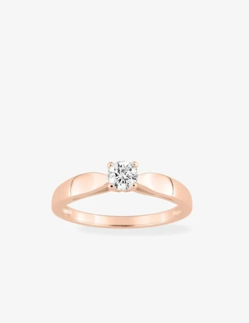 Bague solitaire plaqué or rose et oxyde de zirconium 4 mm SO OR