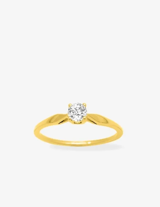 Bague solitaire plaqué or et oxyde de zirconium 4 mm SO OR